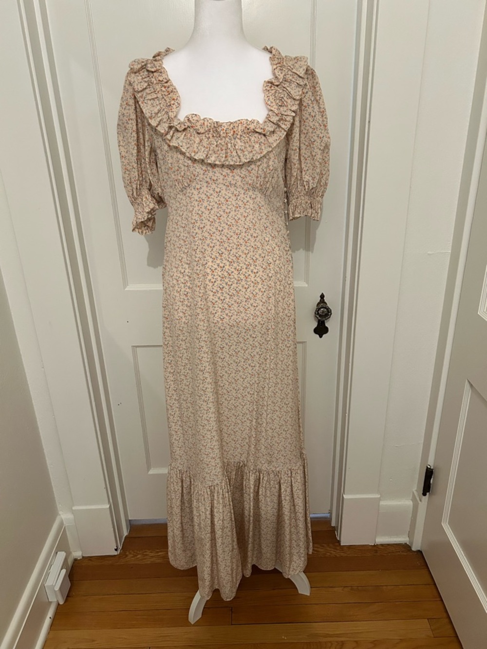 Pink Floral Ruffle Maxi Dress